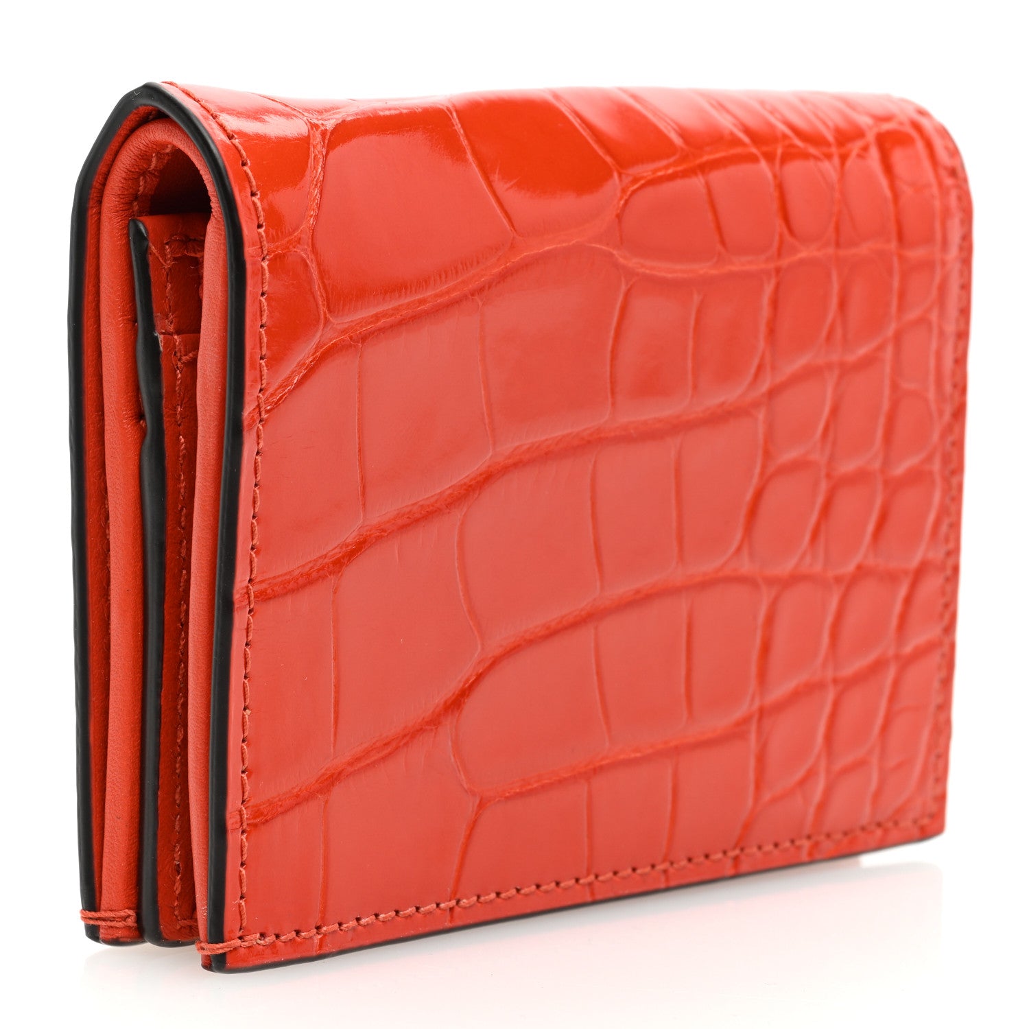 Gucci Boarded Plutone Crocodile Horsebit 1955 Card Case Wallet Sun Orange 3 of 7