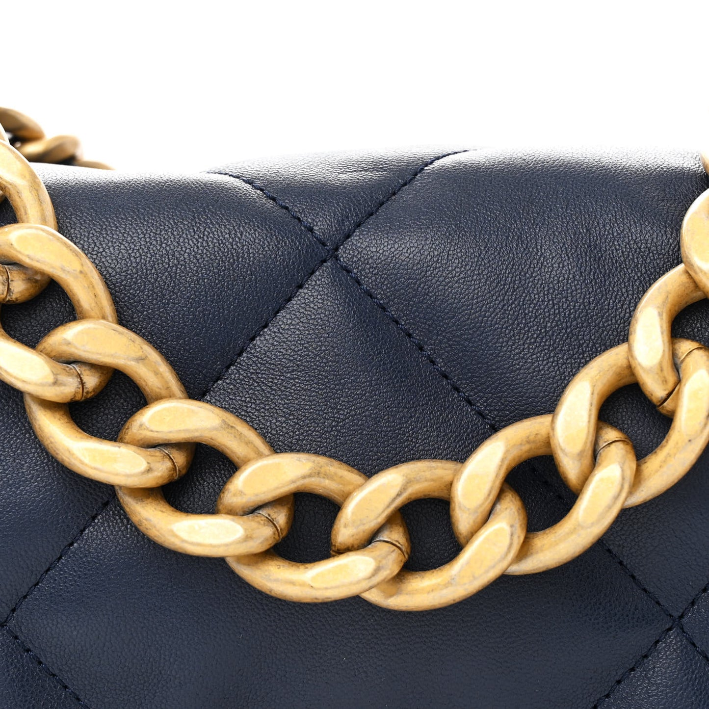 Lambskin Quilted Large Chanel 19 Flap Navy Blue