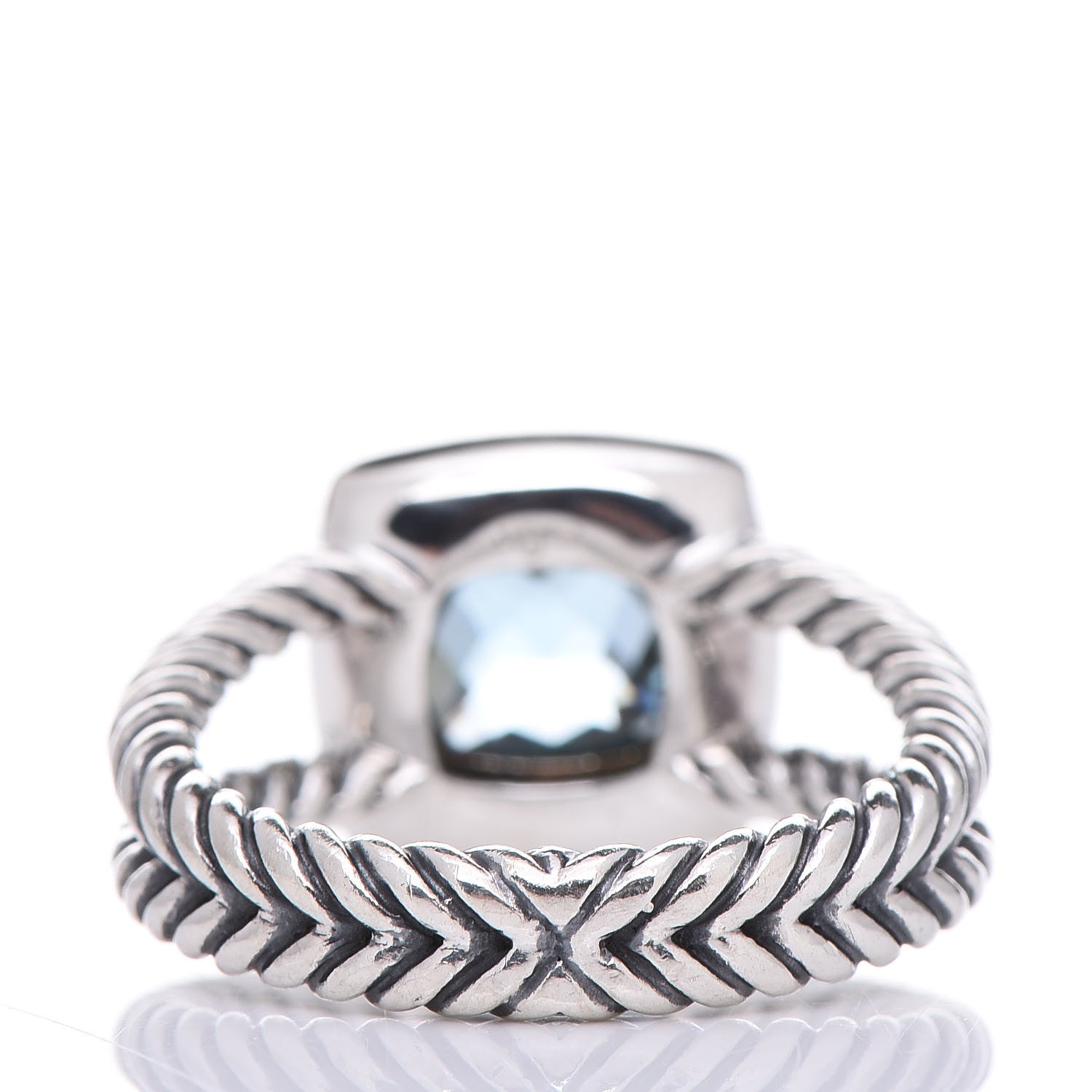 David Yurman Sterling Silver Sapphire Blue Topaz 7mm Petite Albion Ring 52 6 4 of 5