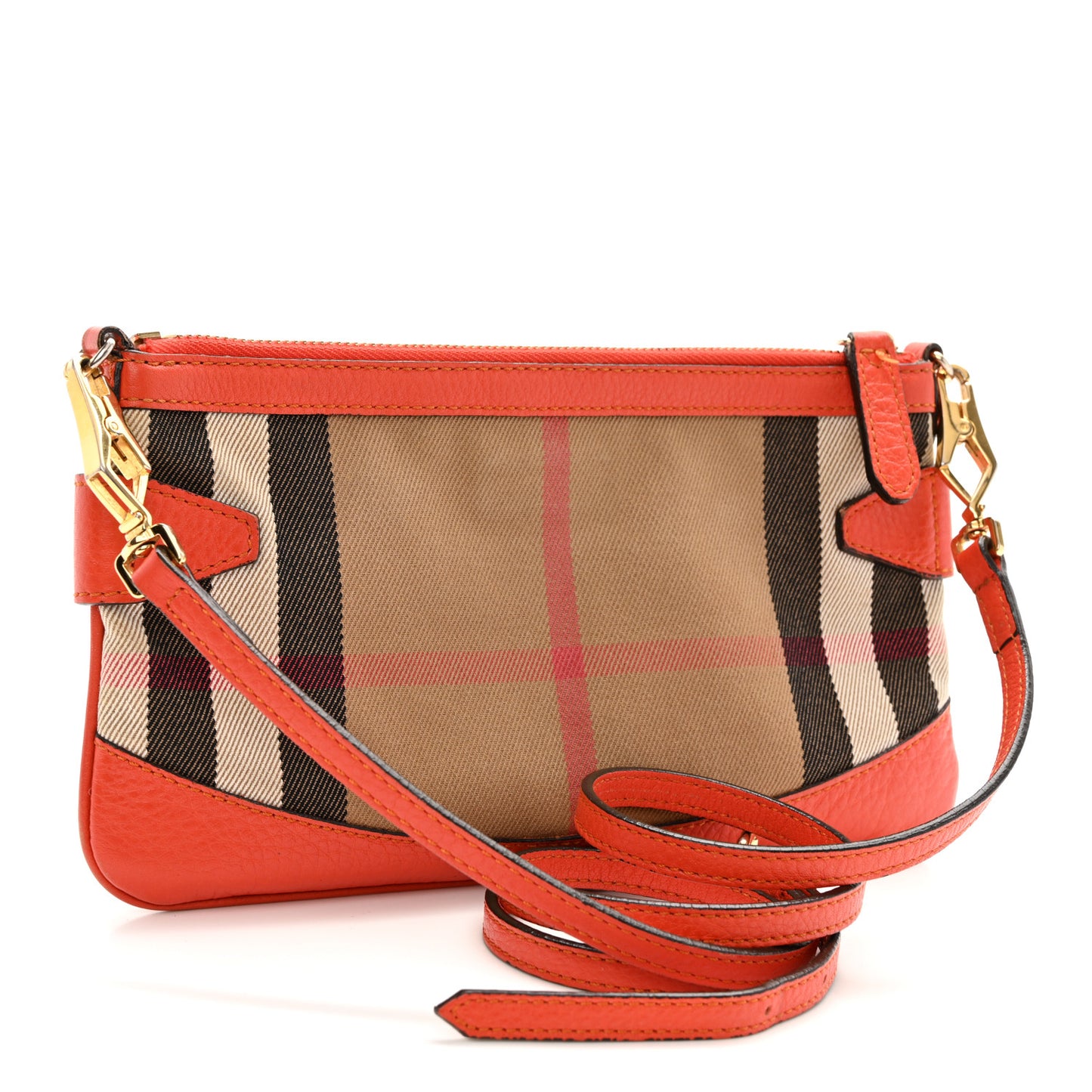 House Check Bridle Calfskin Peyton Crossbody Orange