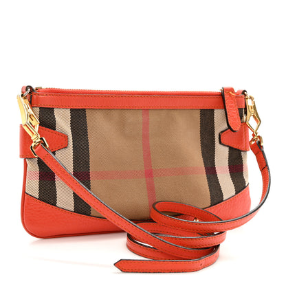 Burberry House Check Bridle Calfskin Peyton Crossbody Orange 3 of 12