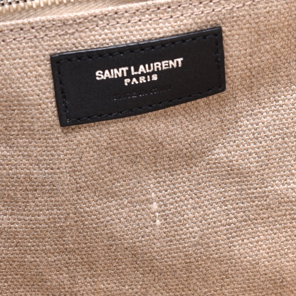 Saint Laurent Linen Calfskin Rive Gauche Tote Optic White 5 of 7