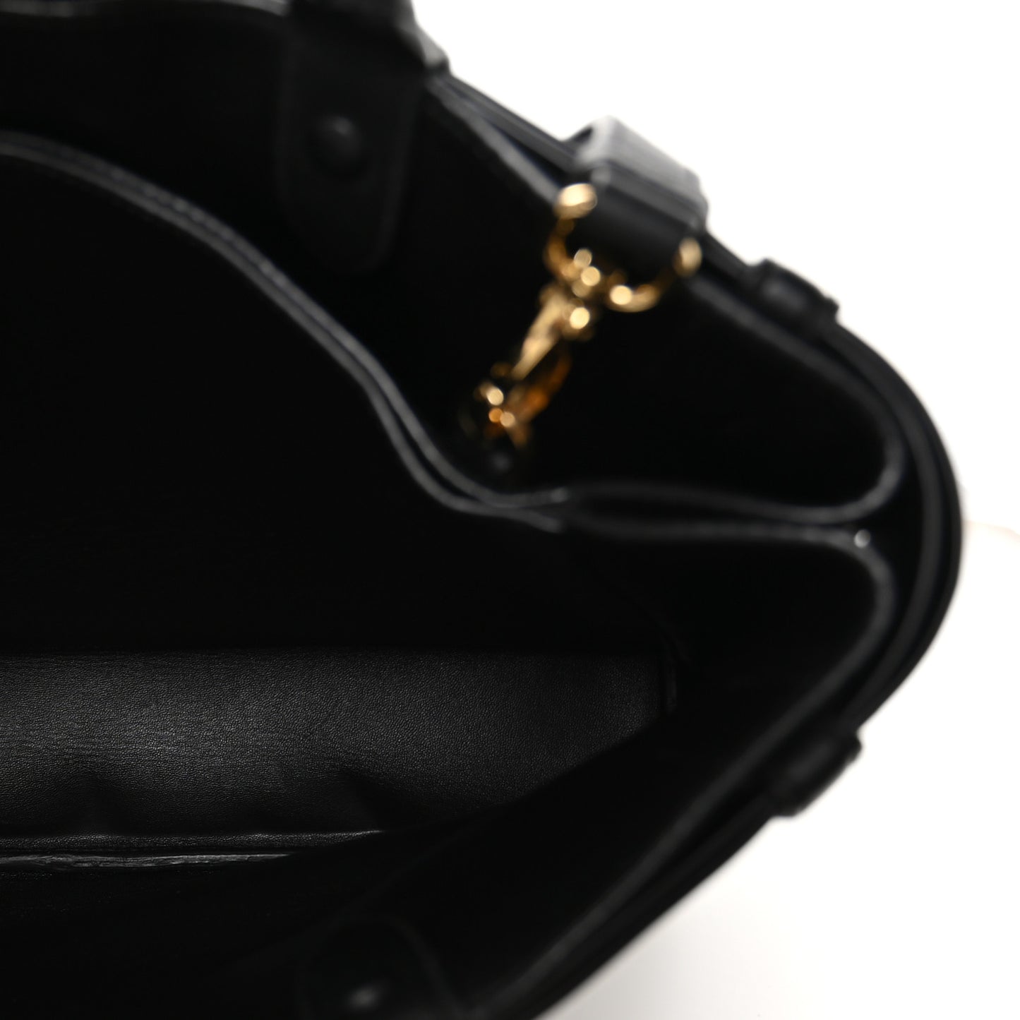 Soft Grain Calfskin Large Buckle Bag With Belt Black