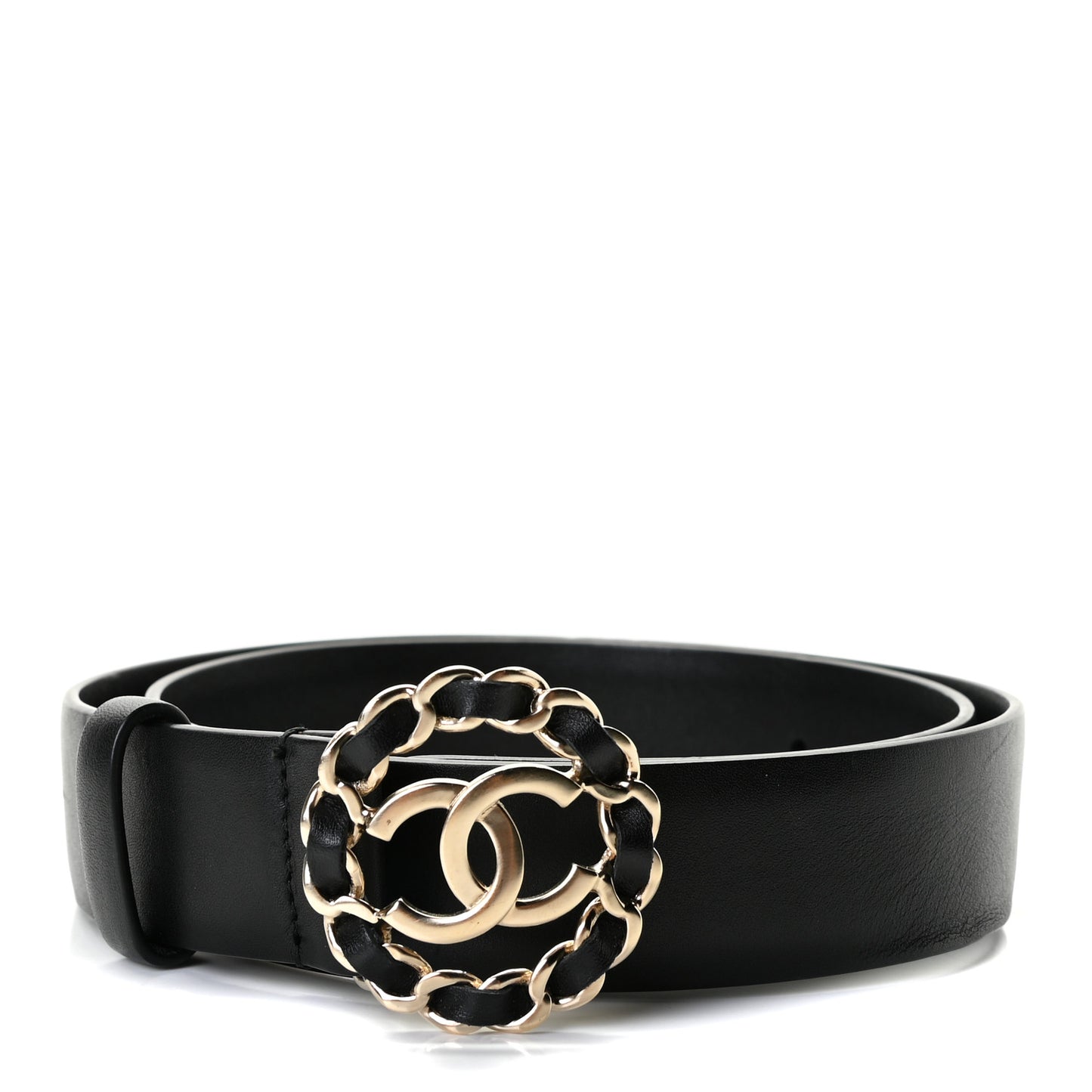 Calfskin CC Chain Belt 70 28 Black