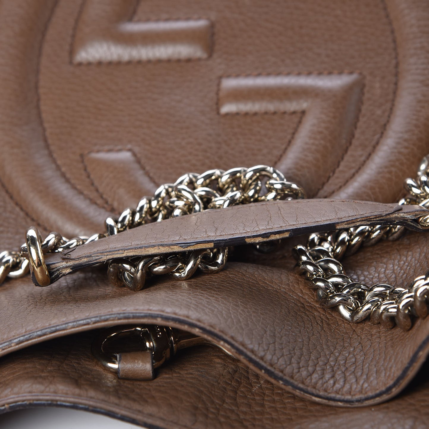 Pebbled Calfskin Medium Soho Chain Shoulder Bag Maple Brown