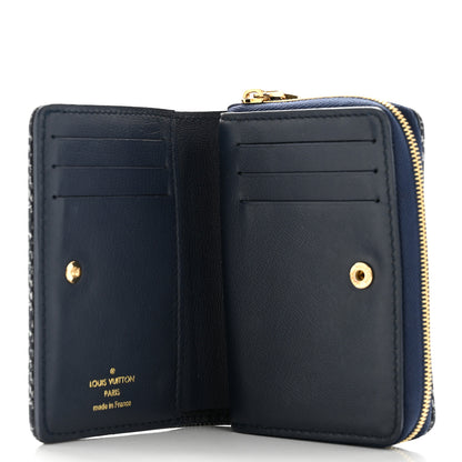 Louis Vuitton Denim Effect Lambskin Embossed Monogram Lou Coussin Wallet Navy 5 of 9