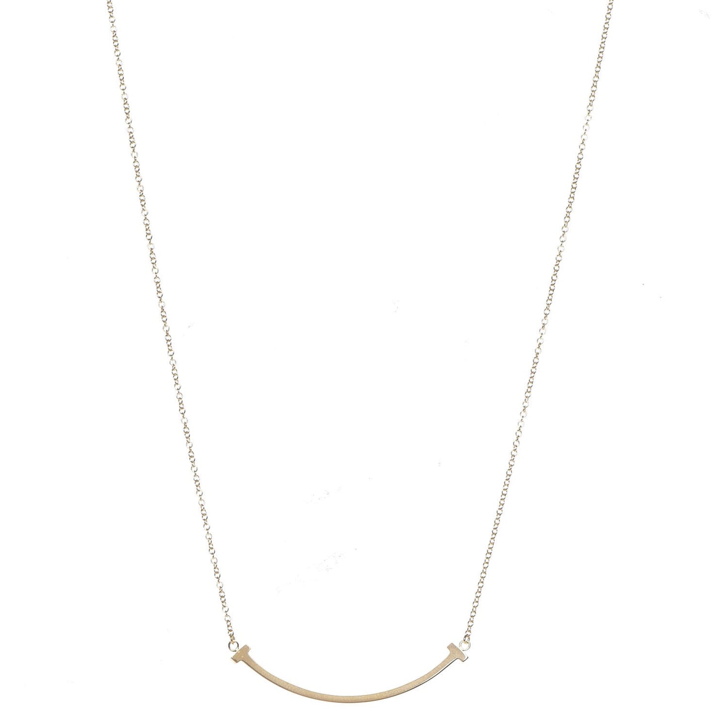 18K Yellow Gold Small T Smile Pendant Necklace