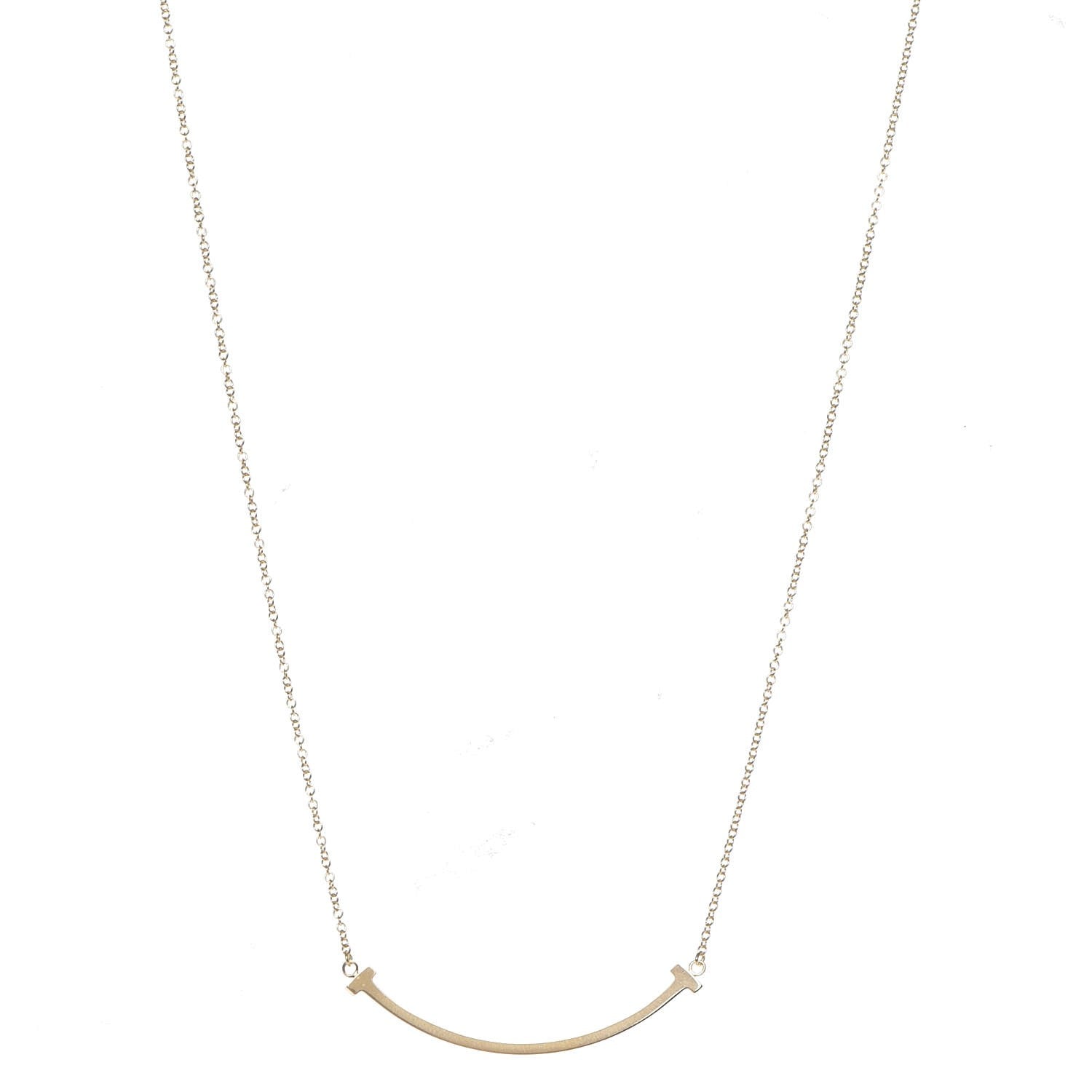 Tiffany 18K Yellow Gold Small T Smile Pendant Necklace 1 of 6
