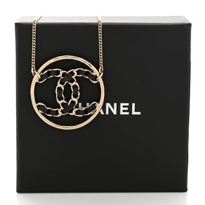 Chanel Metal Lambskin CC Round Pendant Necklace Gold 5 of 5