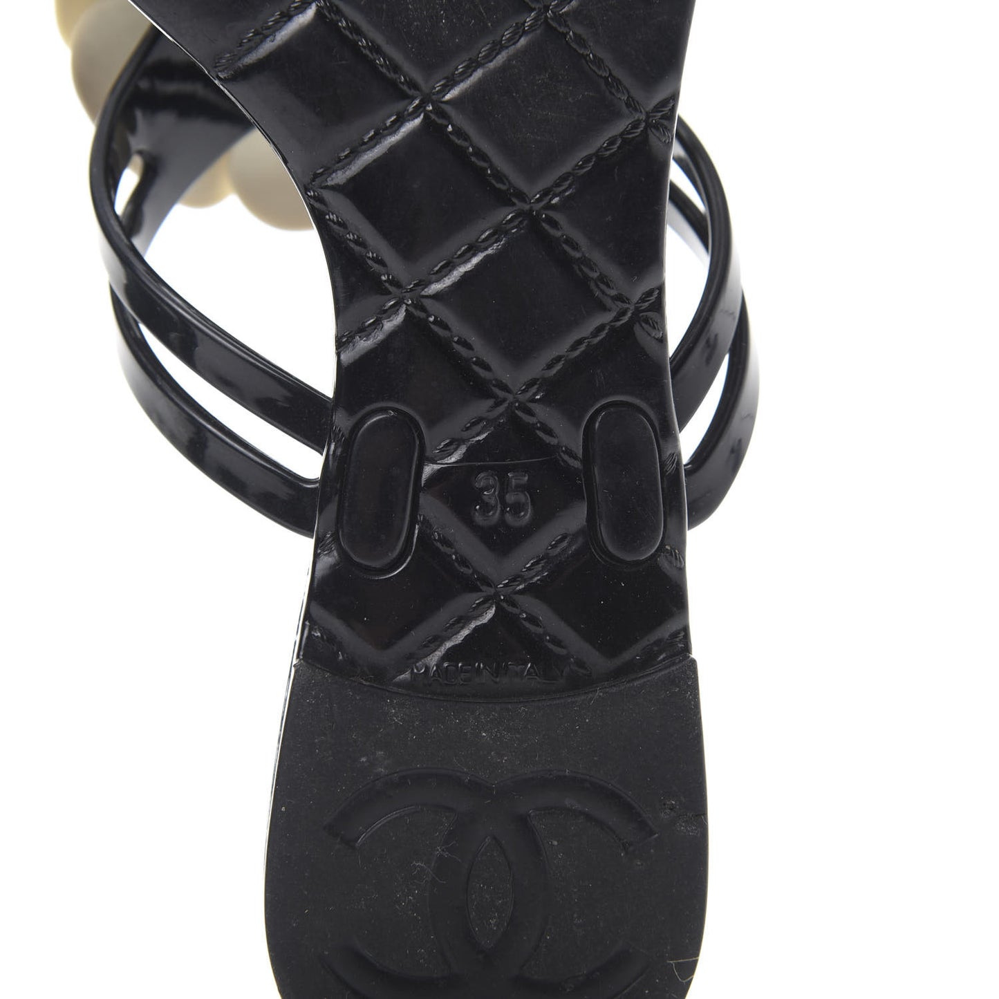 Jelly Camellia Thong Sandals 35 Black Ivory