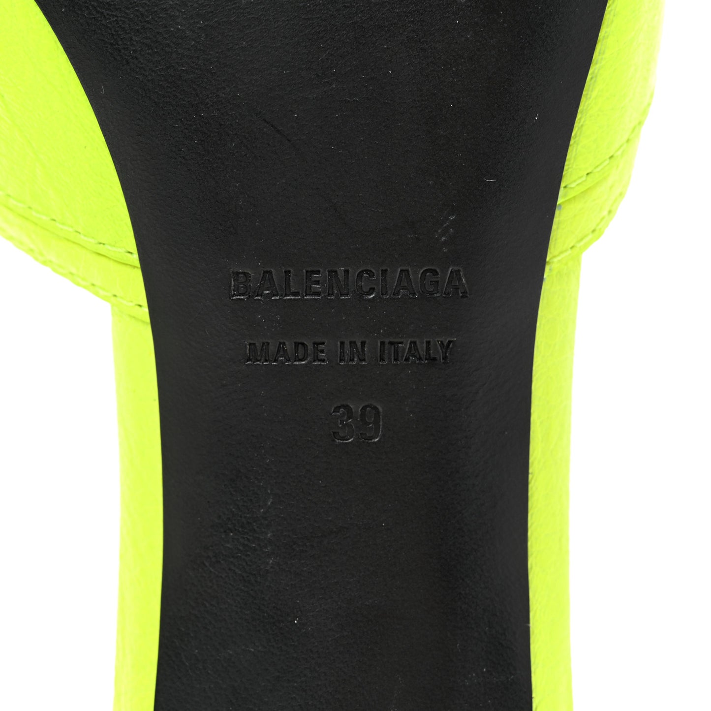 Agneau Arena Cagole 50mm Slide Sandals 39 Fluo Yellow