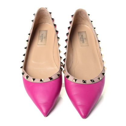 Valentino Garavani Calfskin Nappa Rockstud Ballerina Flats 40 Fuxia Poudre 5 of 13