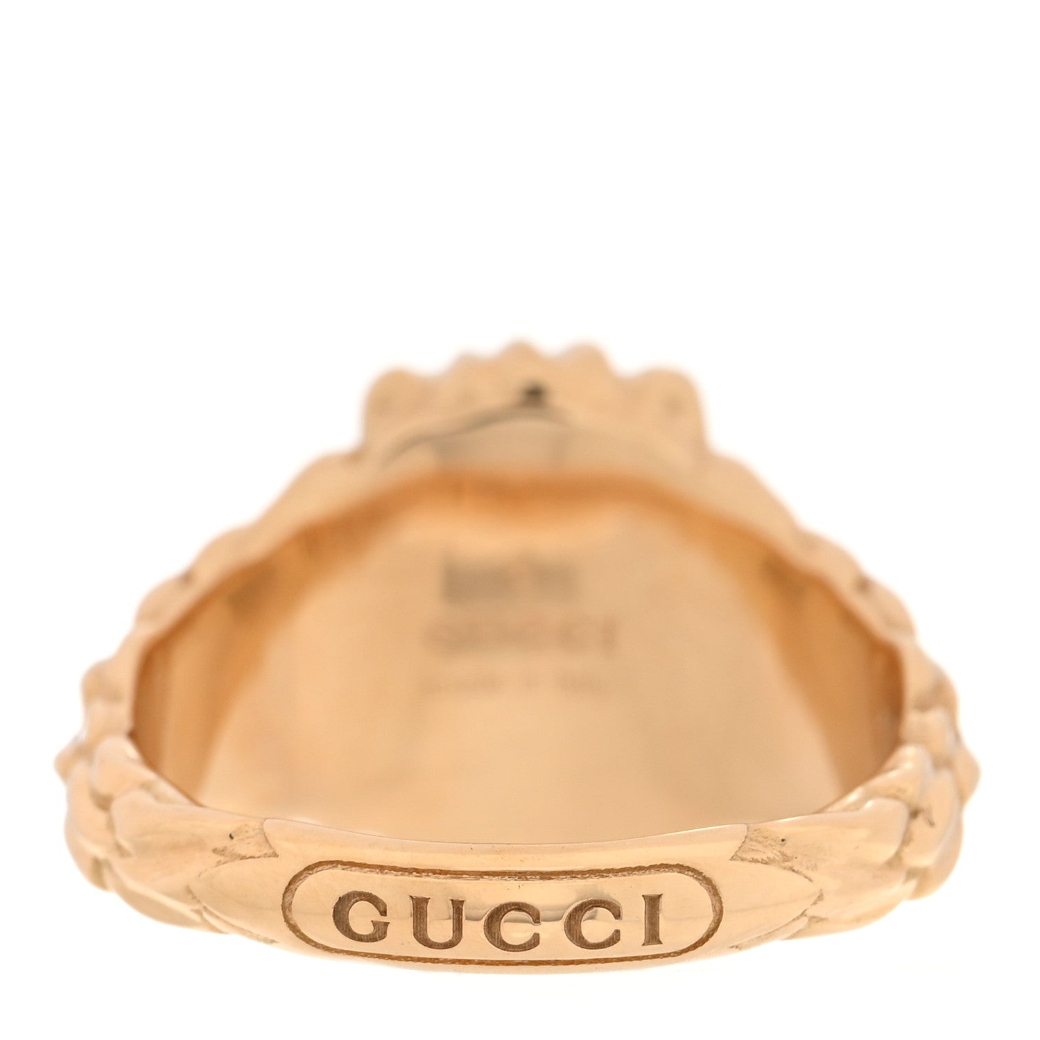 Gucci 18K Yellow Gold Diamond Amethyst Lion Head Ring 50 5.25 3 of 4