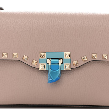 Valentino Garavani Pebbled Calfskin Medium Rockstud Flip Lock Crossbody Bag Poudre 7 of 11