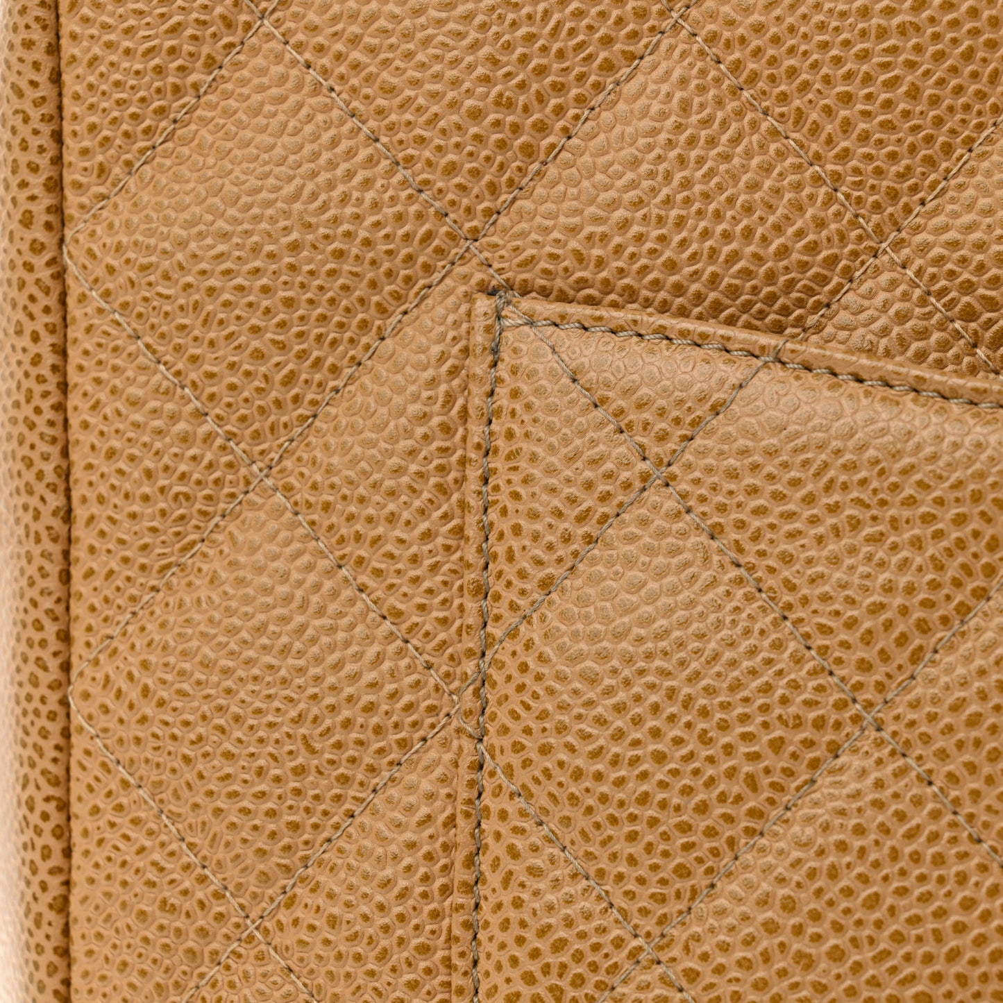Caviar Quilted Petit Shopping Tote PST Dark Beige