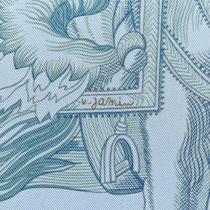 Hermes Silk Della Cavalleria Favolosa Reversible Scarf 90 Azure Bleu Petrole 5 of 6