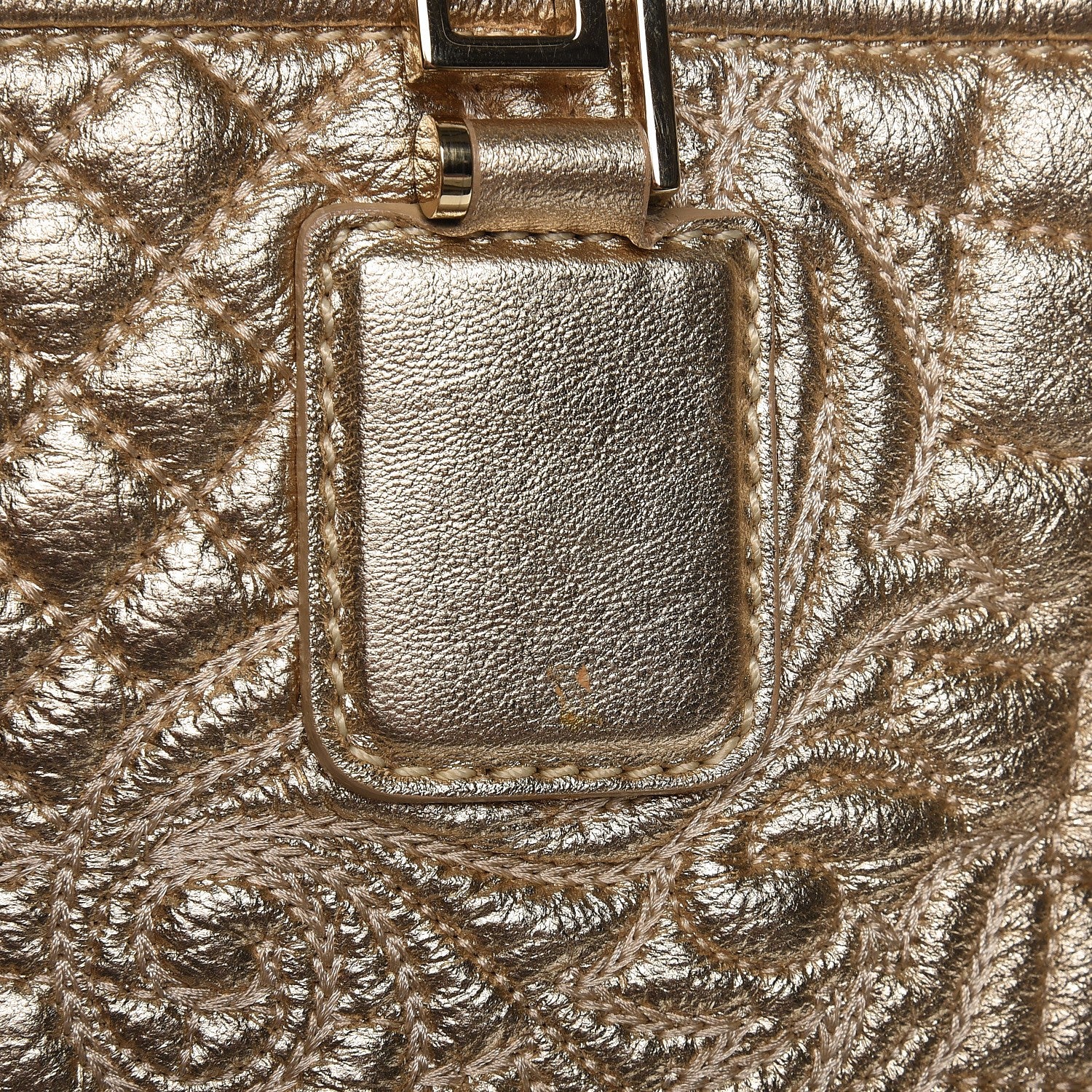 Versace Metallic Nappa Barocco Quilted Vanitas Tote Gold 9 of 10