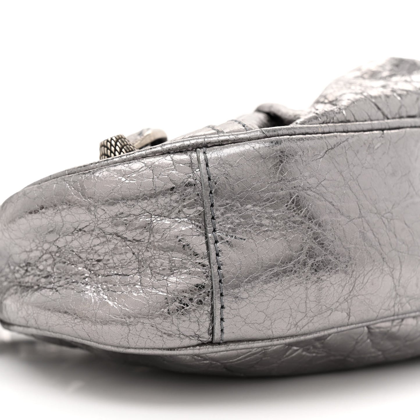 Metallic Agneau Arena Le Cagole Shoulder Bag XS Silver