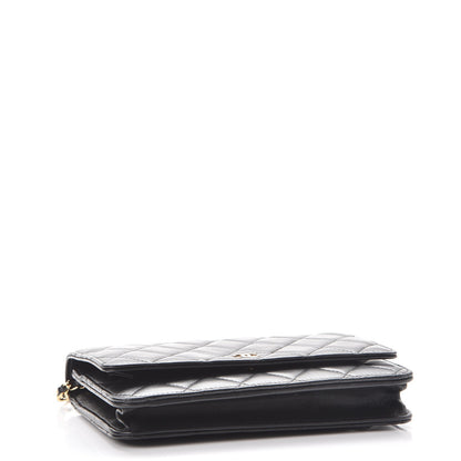 Chanel Lambskin Quilted Wallet On Chain WOC Black 4 of 9