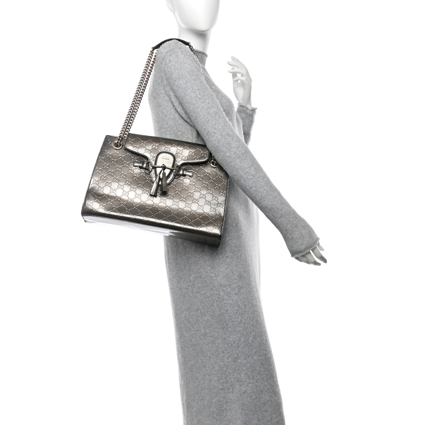 Shine Guccissima Large Emily Chain Shoulder Bag Sasso