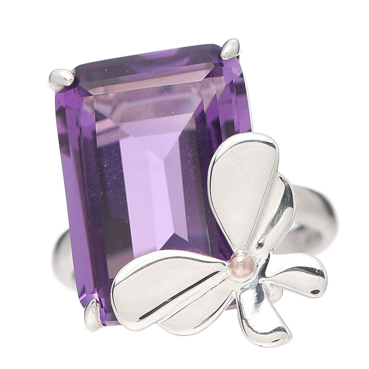 Sterling Silver 18K Rose Gold Amethyst Return to Tiffany Love Bugs Butterfly Ring 54 6.75
