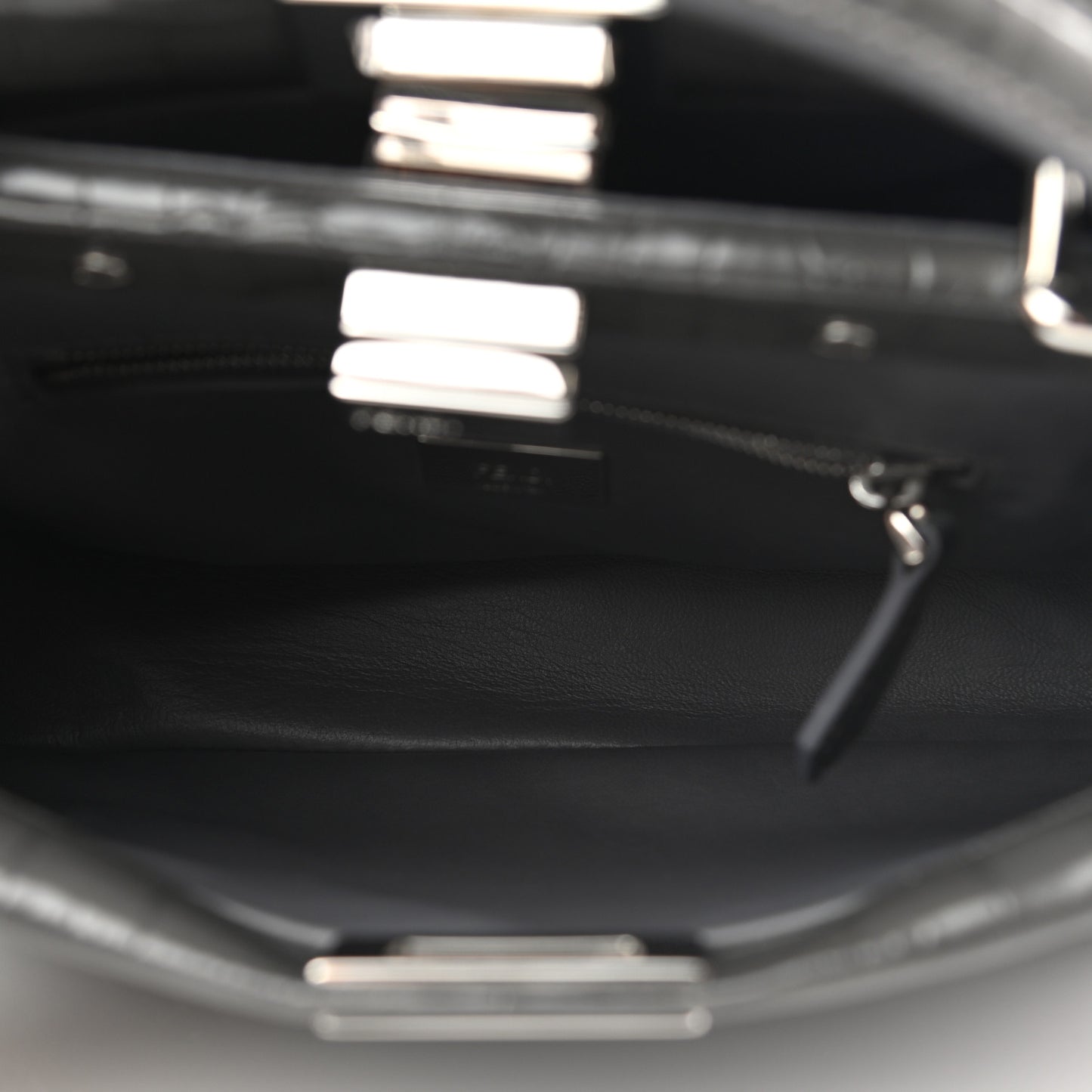 Crocodile Embroidered Mini Peekaboo Iconic Satchel Grey