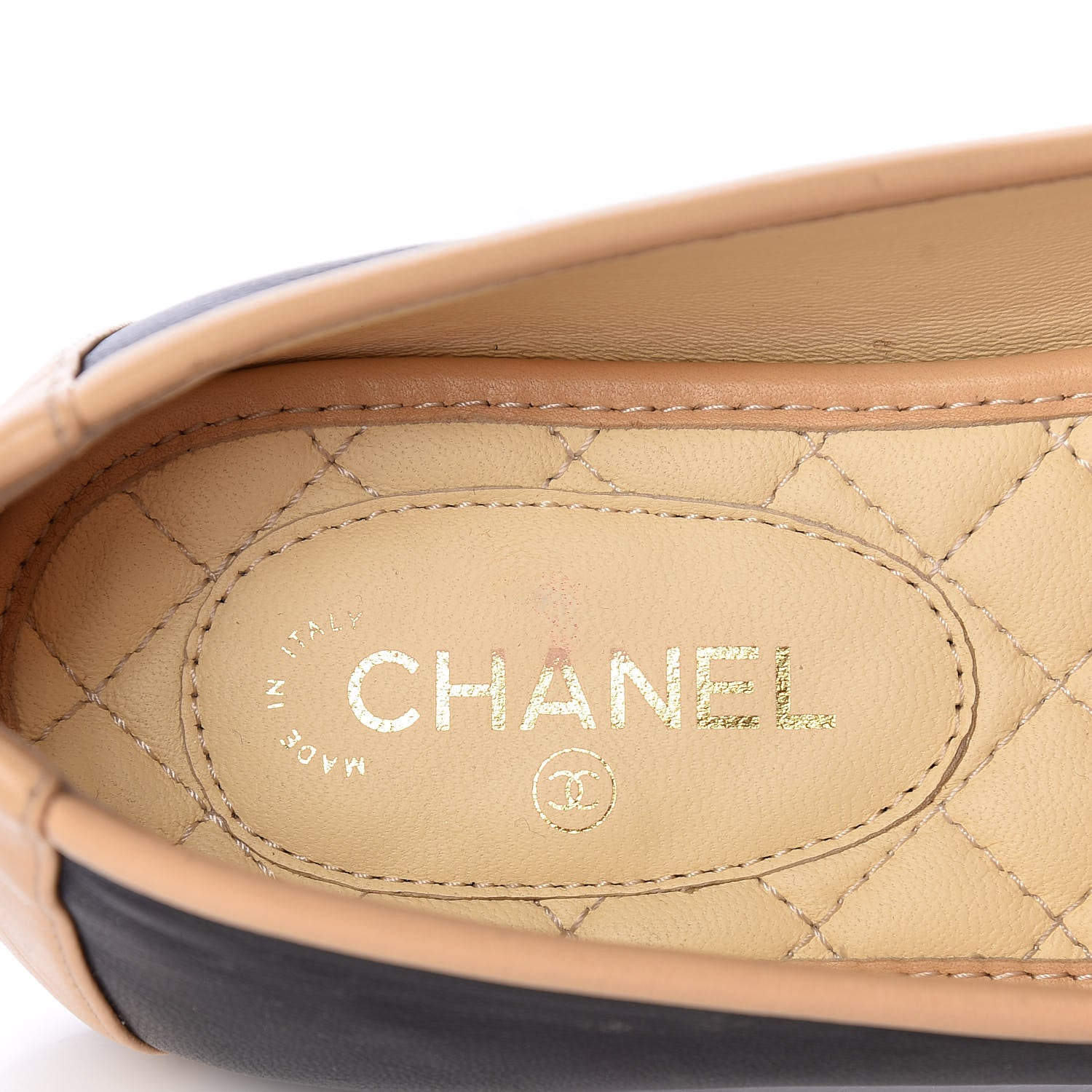 Chanel Lambskin CC Mocassin Loafers 36 Black Beige 9 of 15