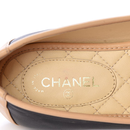Chanel Lambskin CC Mocassin Loafers 36 Black Beige 9 of 15