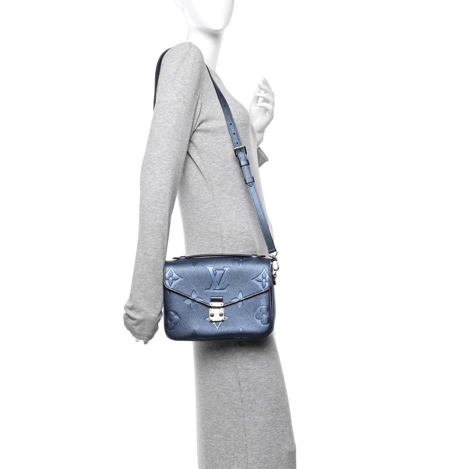 Louis Vuitton Metallic Empreinte Monogram Giant Pochette Metis Navy Nacre 2 of 9