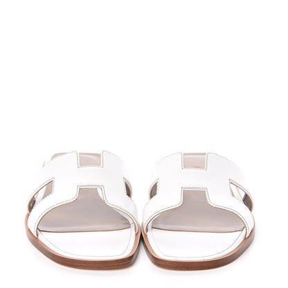 Hermes Box Calfskin Oran Sandals 36.5 White 2 of 8