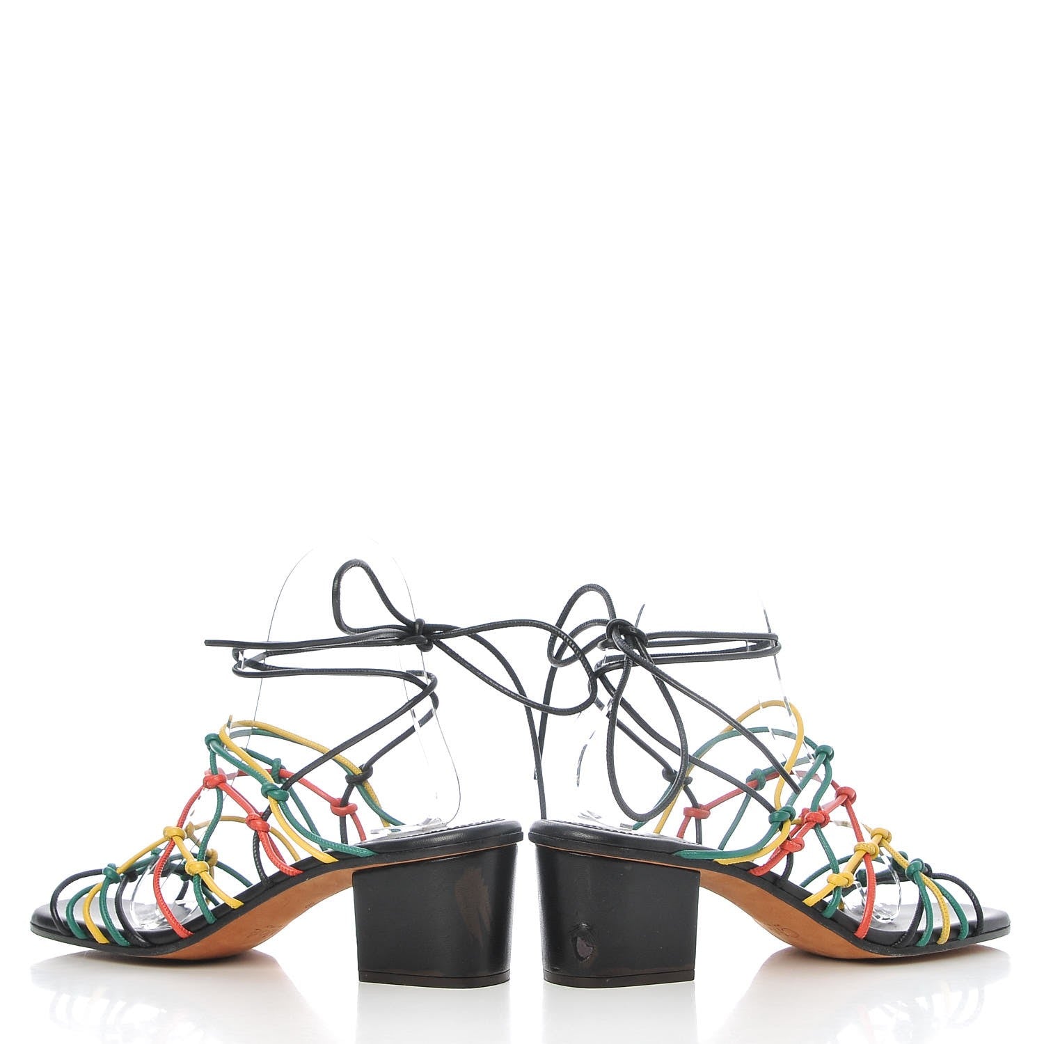 Chloe Lambskin Knotted Lace Up Sandals 38 Multicolor 5 of 11