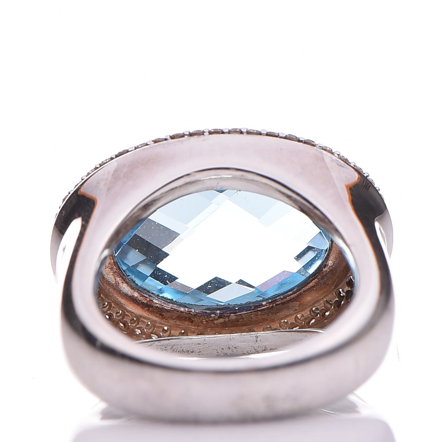 Sterling Silver Diamond Blue Topaz 18mm Signature Oval Ring 52 6