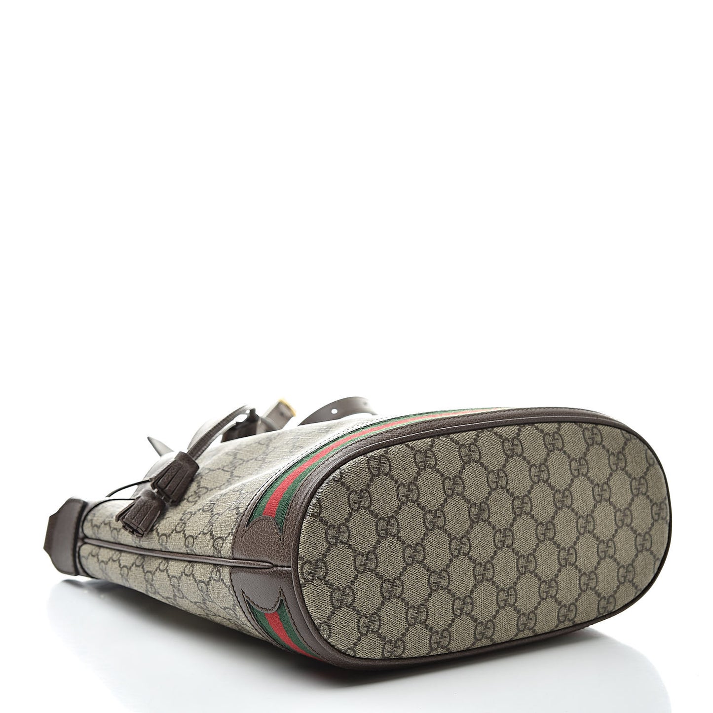 GG Supreme Monogram Web Ophidia Bucket Bag Brown