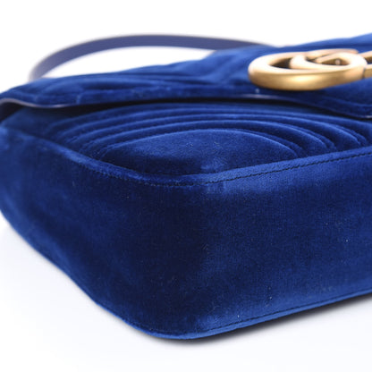 Gucci Velvet Matelasse Medium GG Marmont Shoulder Bag Cobalt Blue 8 of 12