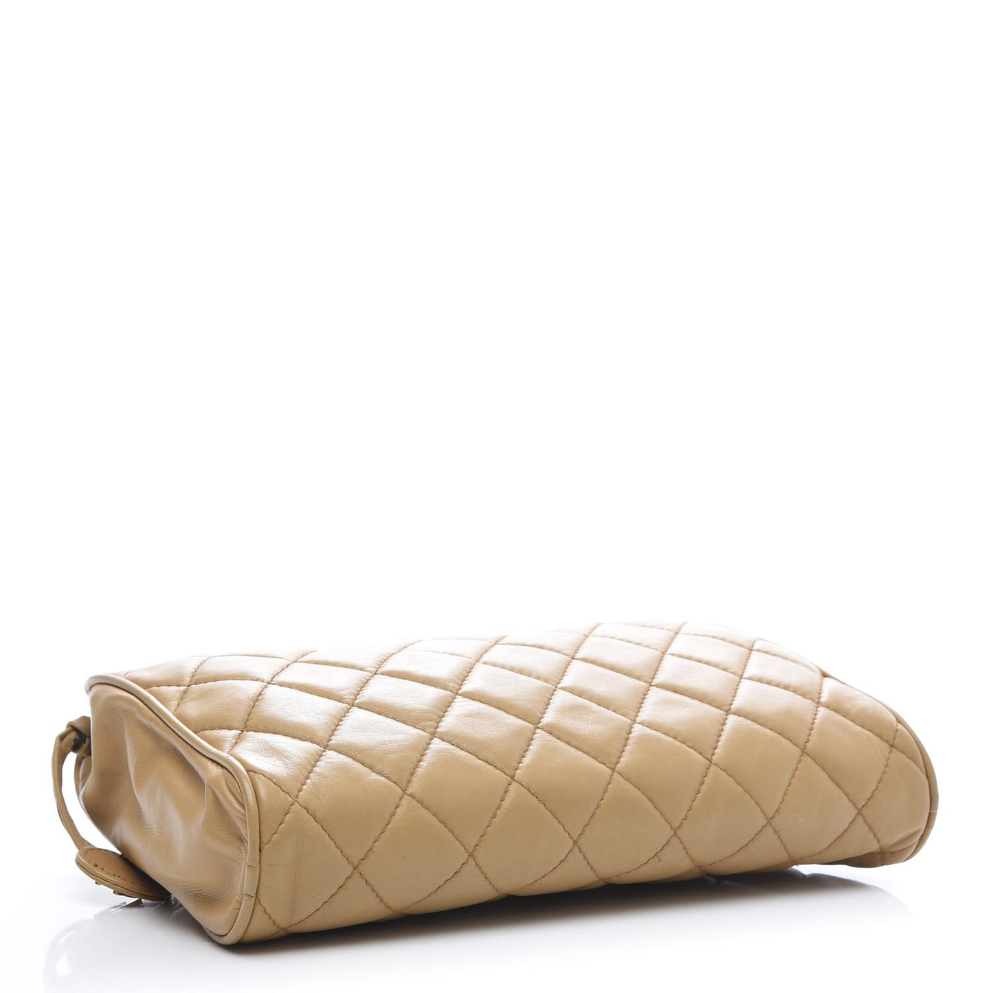 Lambskin Quilted Cosmetic Zip Pouch Beige