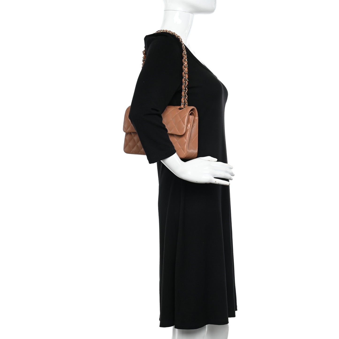 Lambskin Quilted Small Double Flap Brown