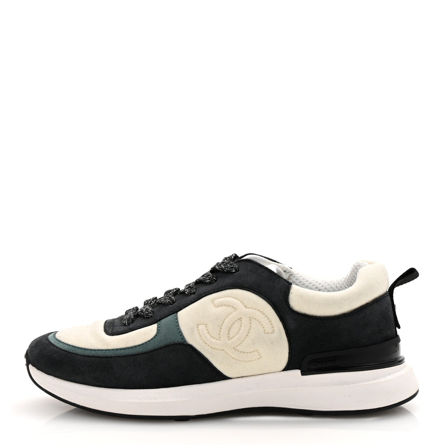 Chanel Suede Calfskin Fabric CC Sneakers 39 Dark Grey 1 of 8