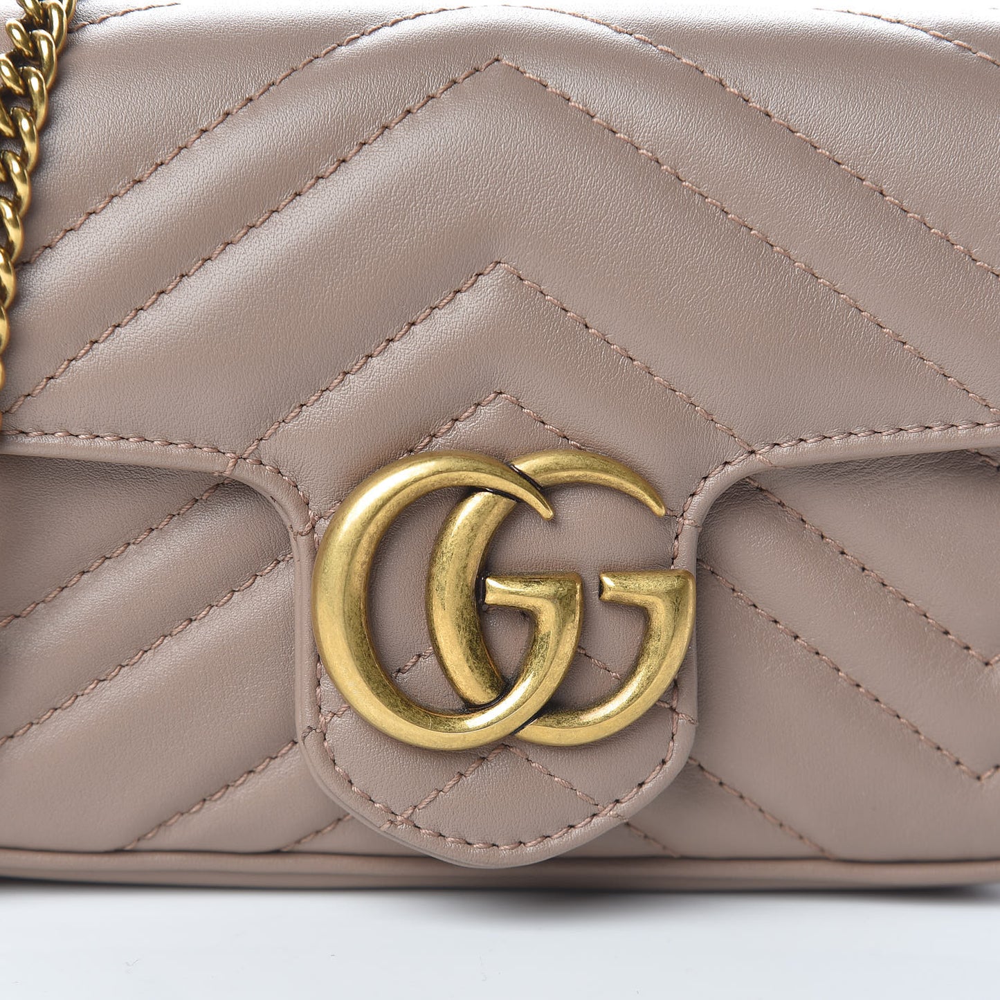 Calfskin Matelasse Super Mini GG Marmont Shoulder Bag Porcelain Rose
