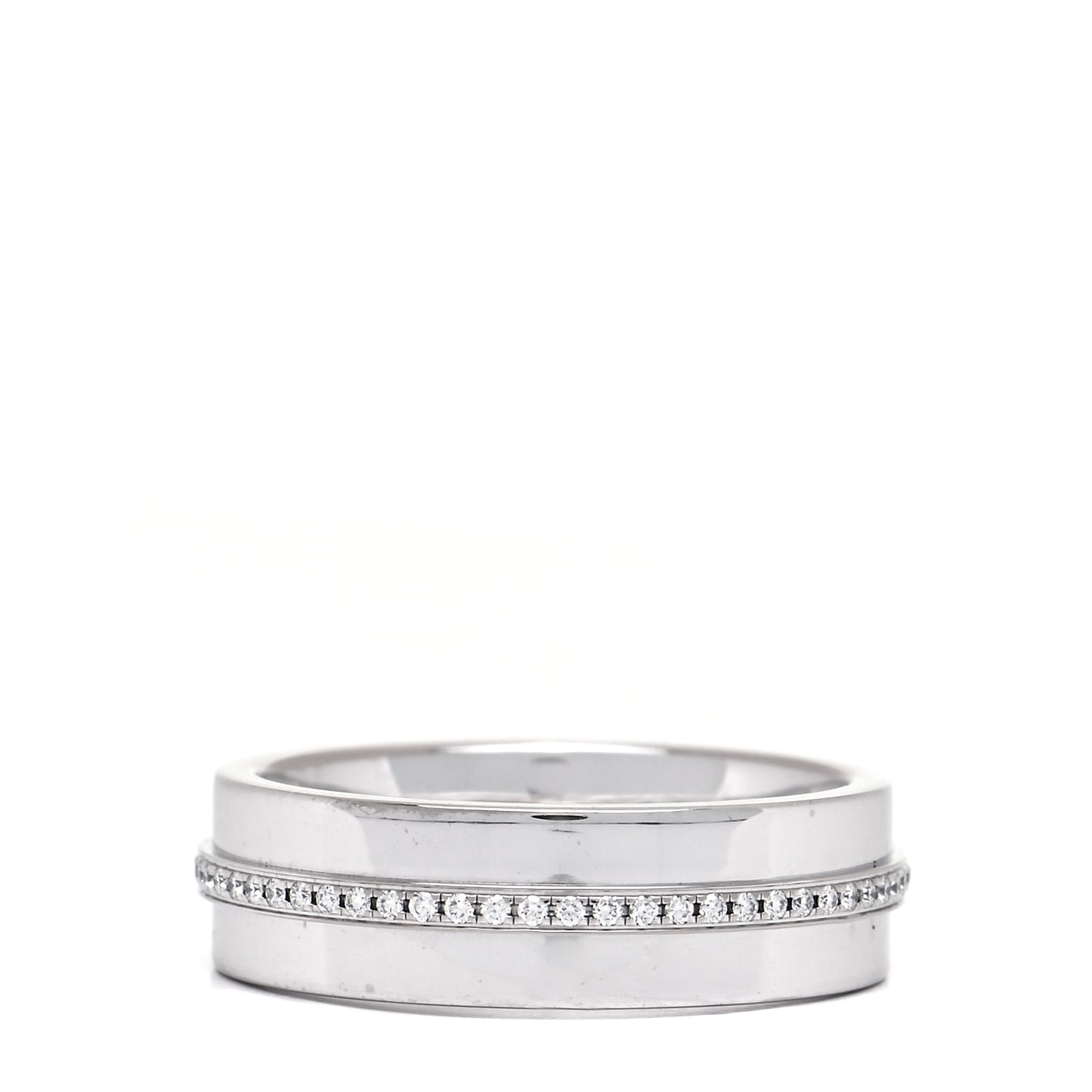 18K White Gold Diamond Wide T Two Ring 49 5