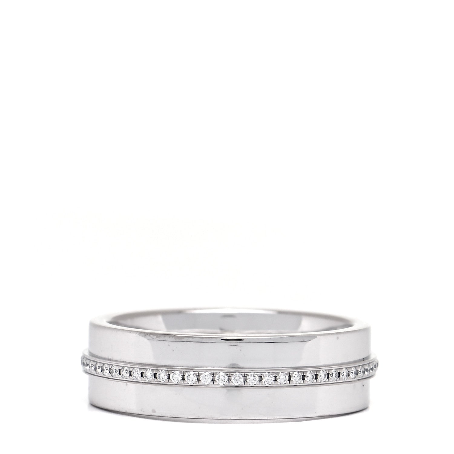 Tiffany 18K White Gold Diamond Wide T Two Ring 49 5 3 of 5