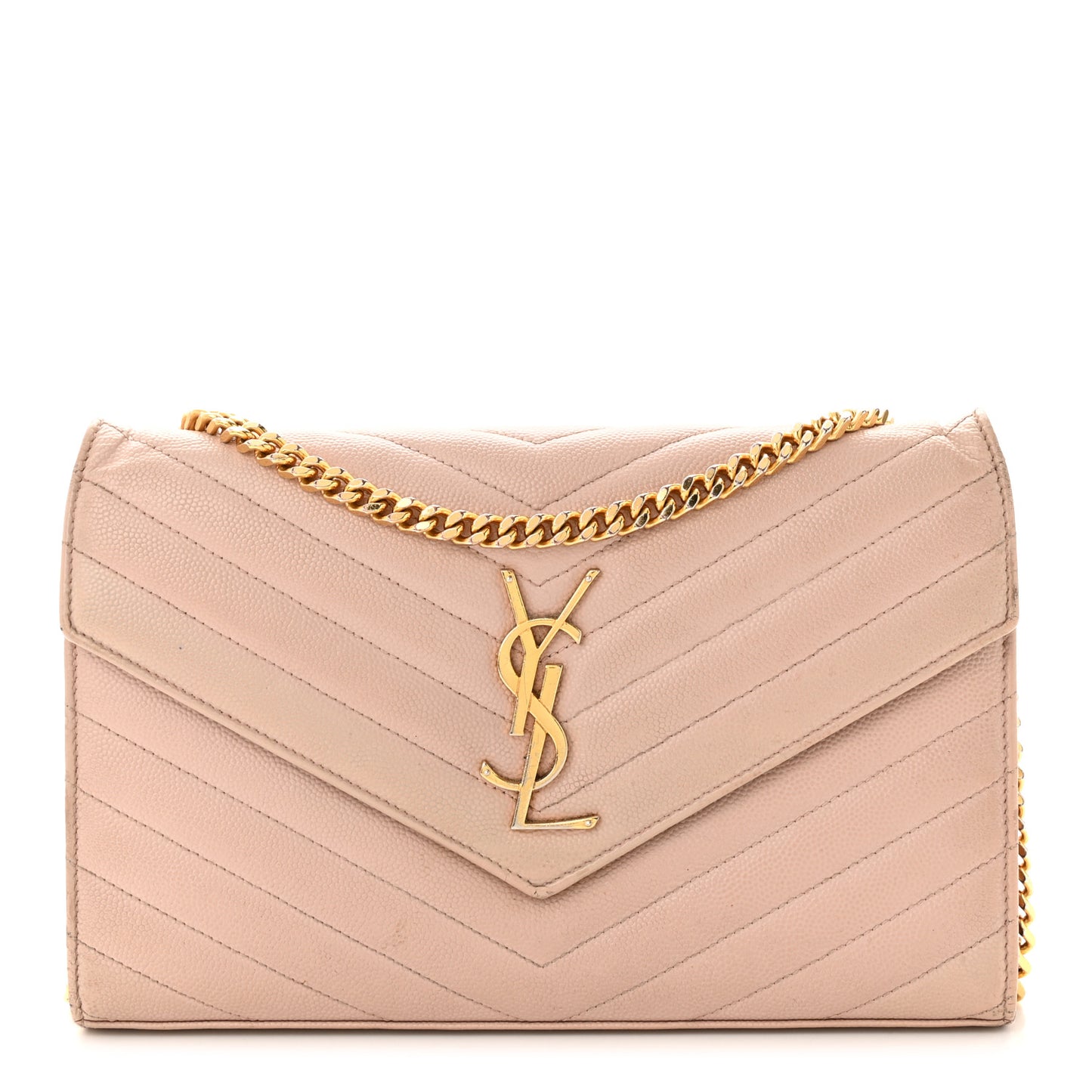 Grain De Poudre Matelasse Chevron Monogram Chain Wallet
