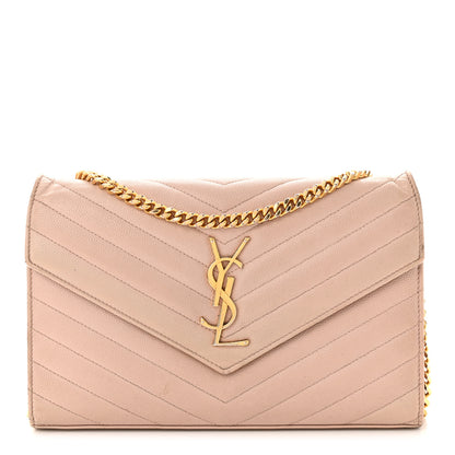 Saint Laurent Grain De Poudre Matelasse Chevron Monogram Chain Wallet 1 of 15