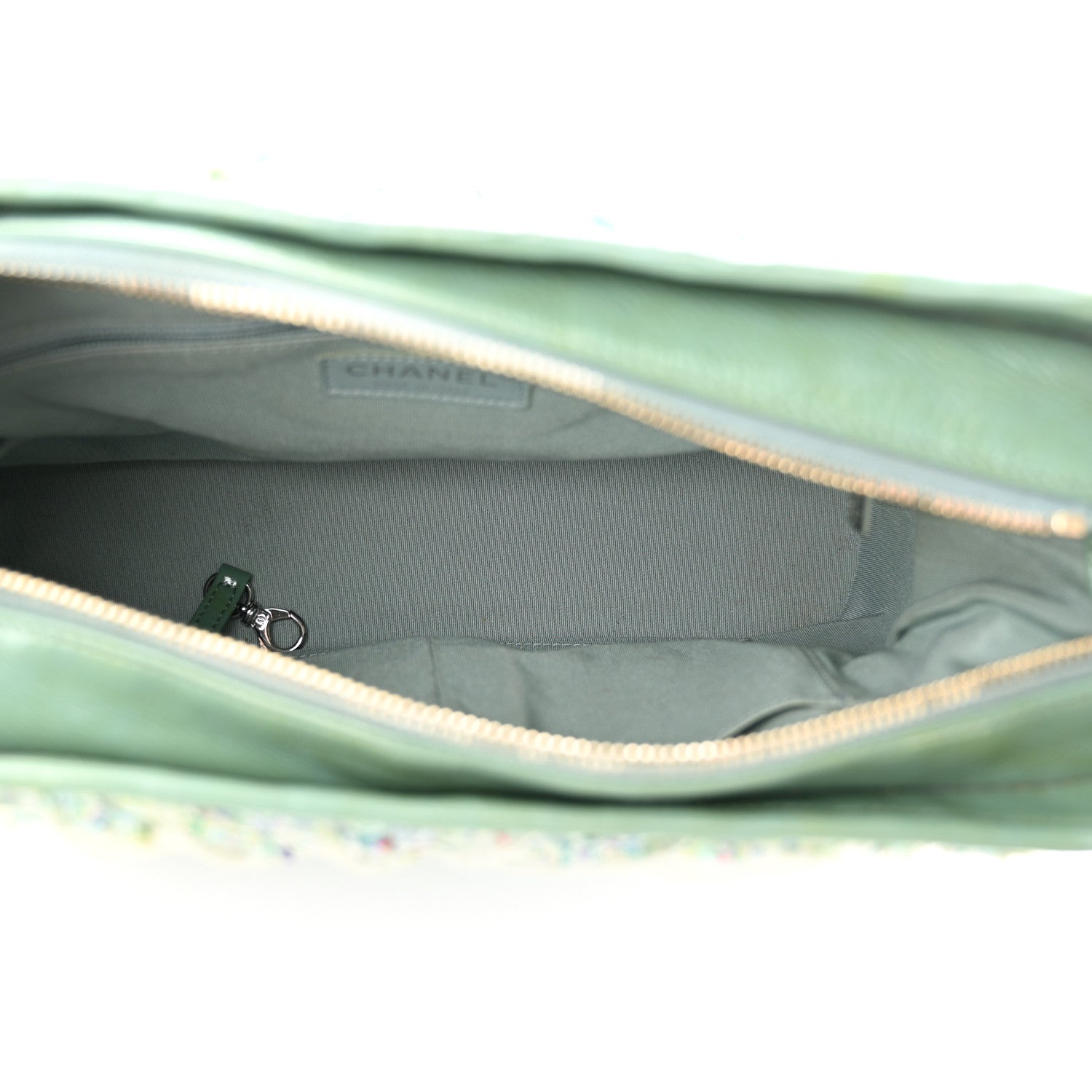 Chanel Tweed PVC Patent Chevron Quilted Medium Gabrielle Hobo Light Blue Multicolor 5 of 11