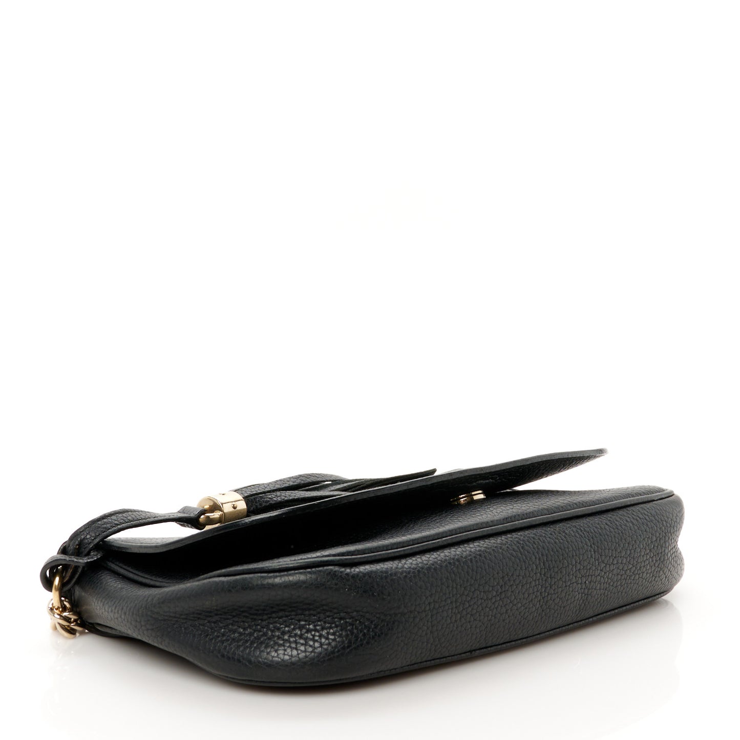 Pebbled Calfskin Medium Soho Flap Crossbody Black