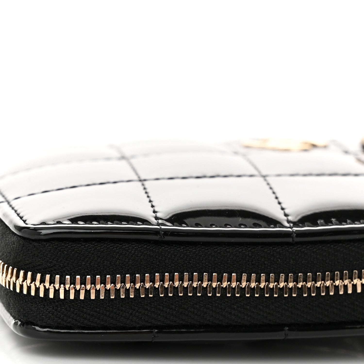Chanel Patent Calfskin Resin Quilted CC Heart Clutch With Chain Black 15 of 18