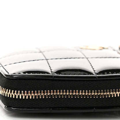 Chanel Patent Calfskin Resin Quilted CC Heart Clutch With Chain Black 15 of 18