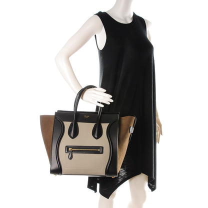Celine Baby Grained Calfskin Suede Mini Tri-Color Luggage Stone 2 of 8