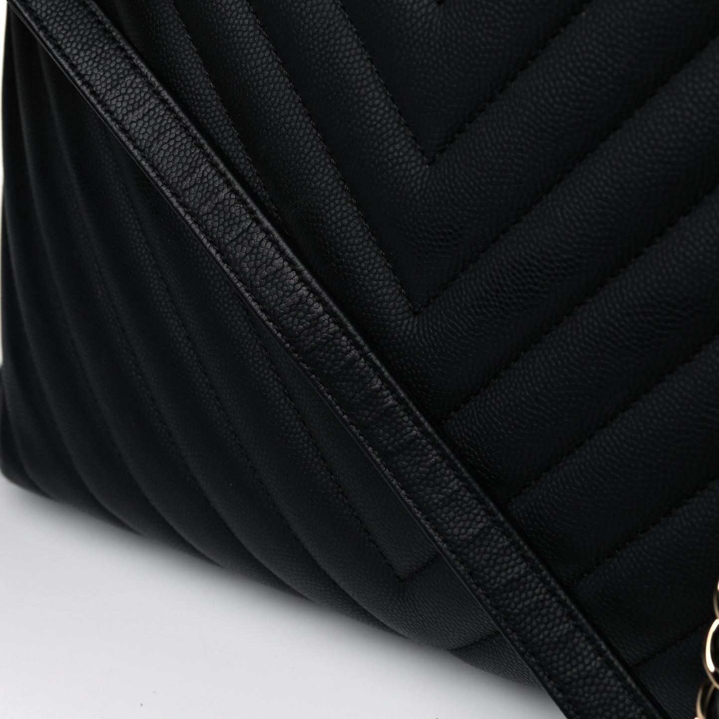 Goatskin Quilted Large City Rock Shopping Bag Black