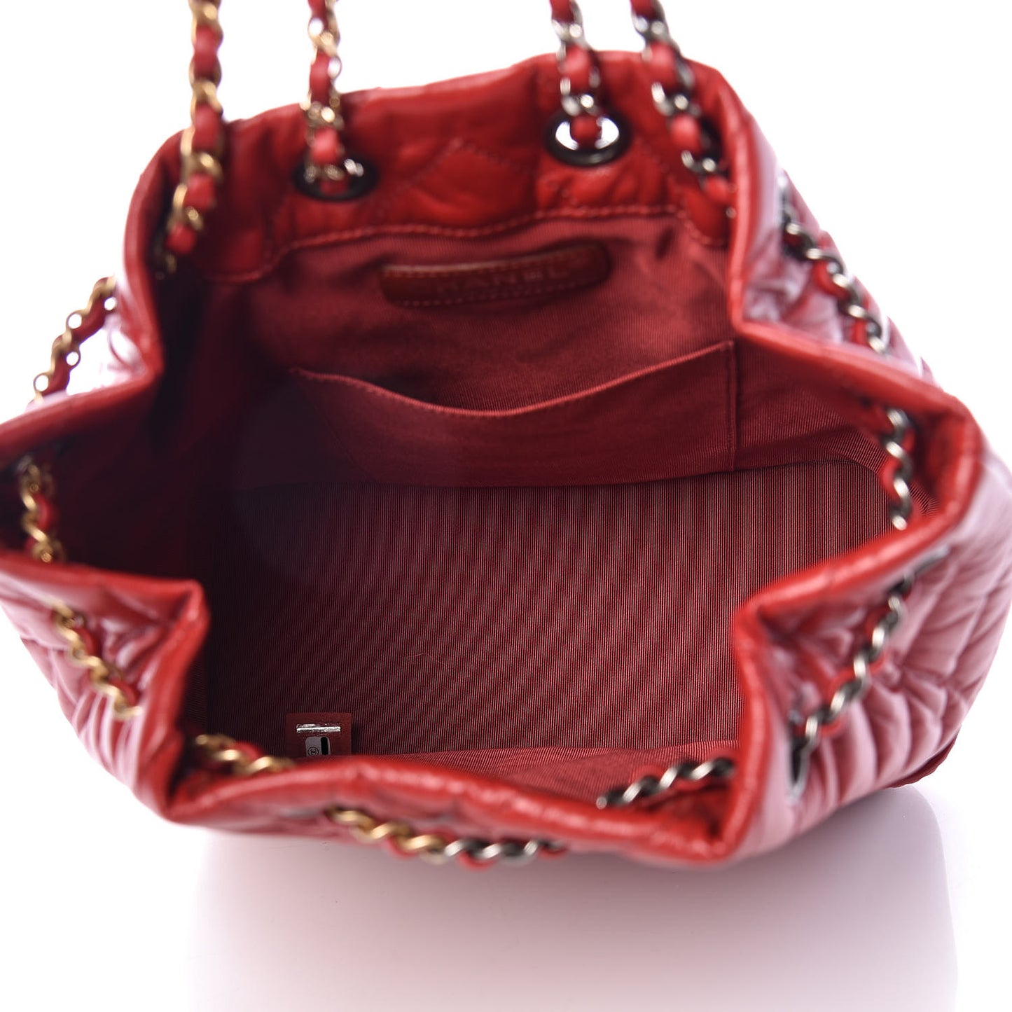Aged Calfskin Chevron Quilted Small Gabrielle Backpack Red