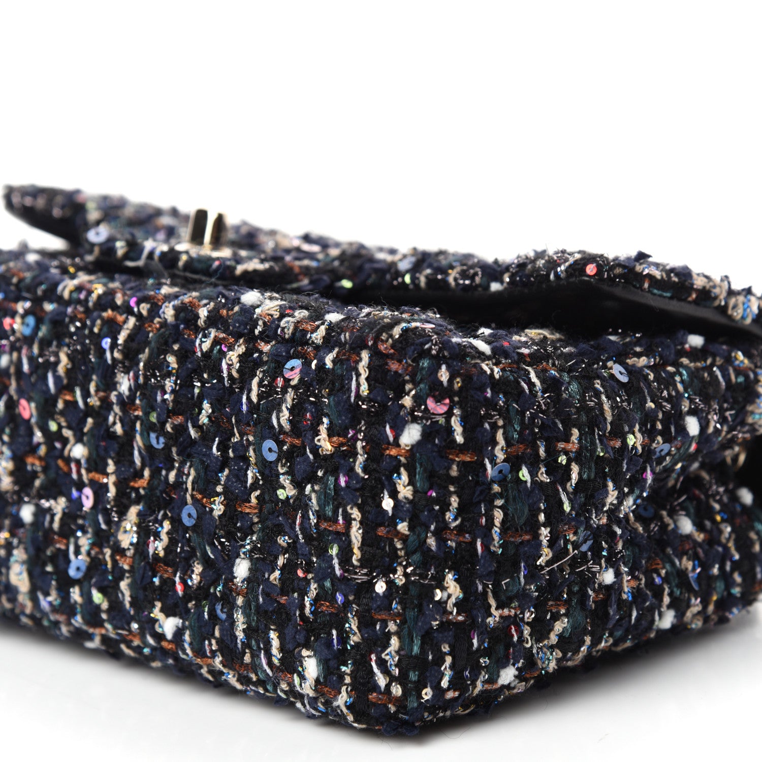 Chanel Glittered Tweed Quilted Mini Rectangular Flap Navy Blue Mulitcolor 9 of 11